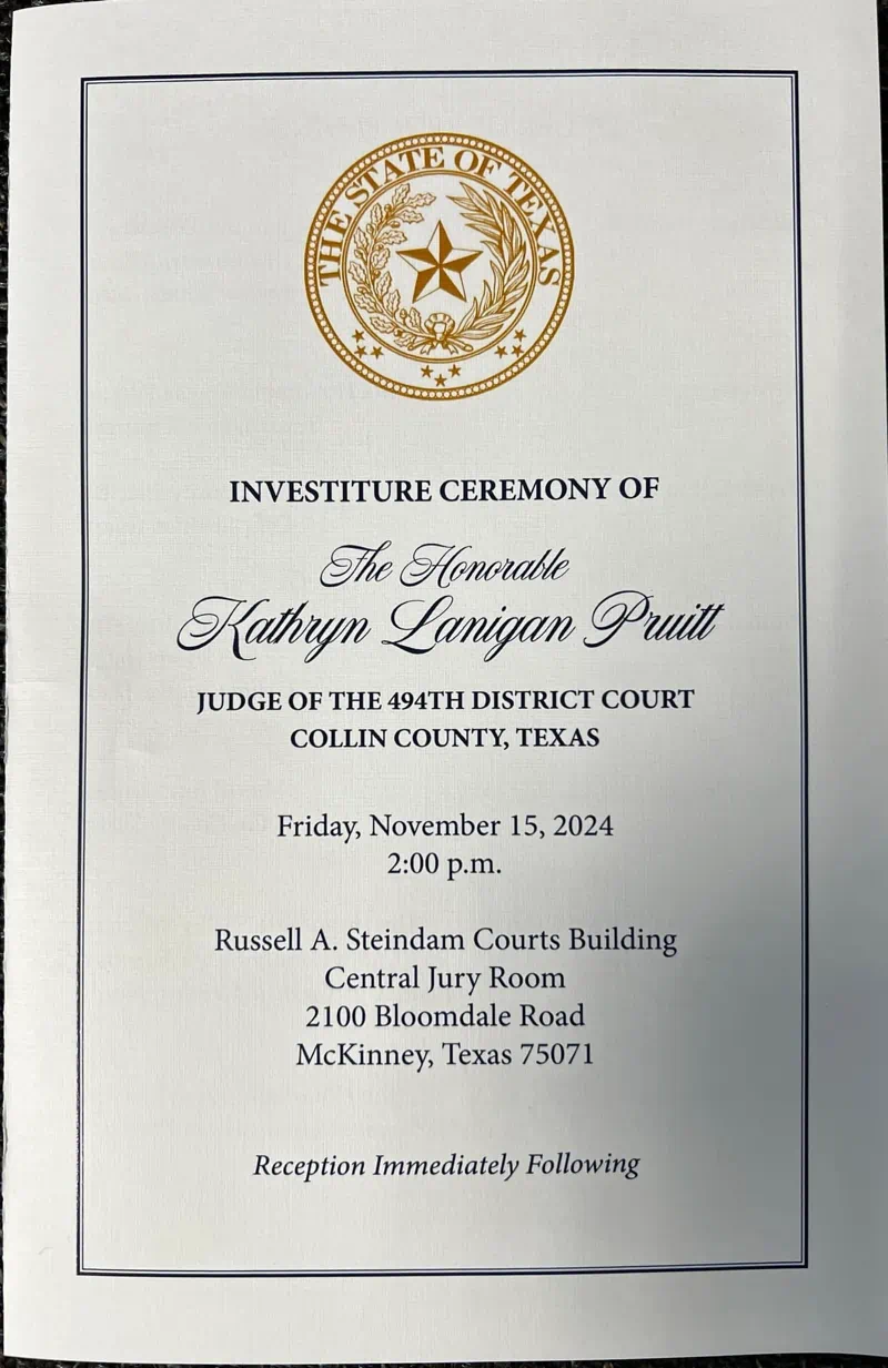 Investiture Ceremony for Judge Kathryn Pruitt